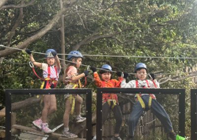 Kids on an obstacle course together.